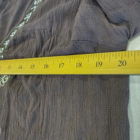 Free People Top Women’s Medium Arianna Tunic Bark Brown Embroidered Boho Flowy - Picture 11 of 11